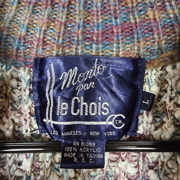 Vintage Confetti Boucle Knit Chunky Open Front Long Line Cardigan Coatigan - Picture 9 of 9